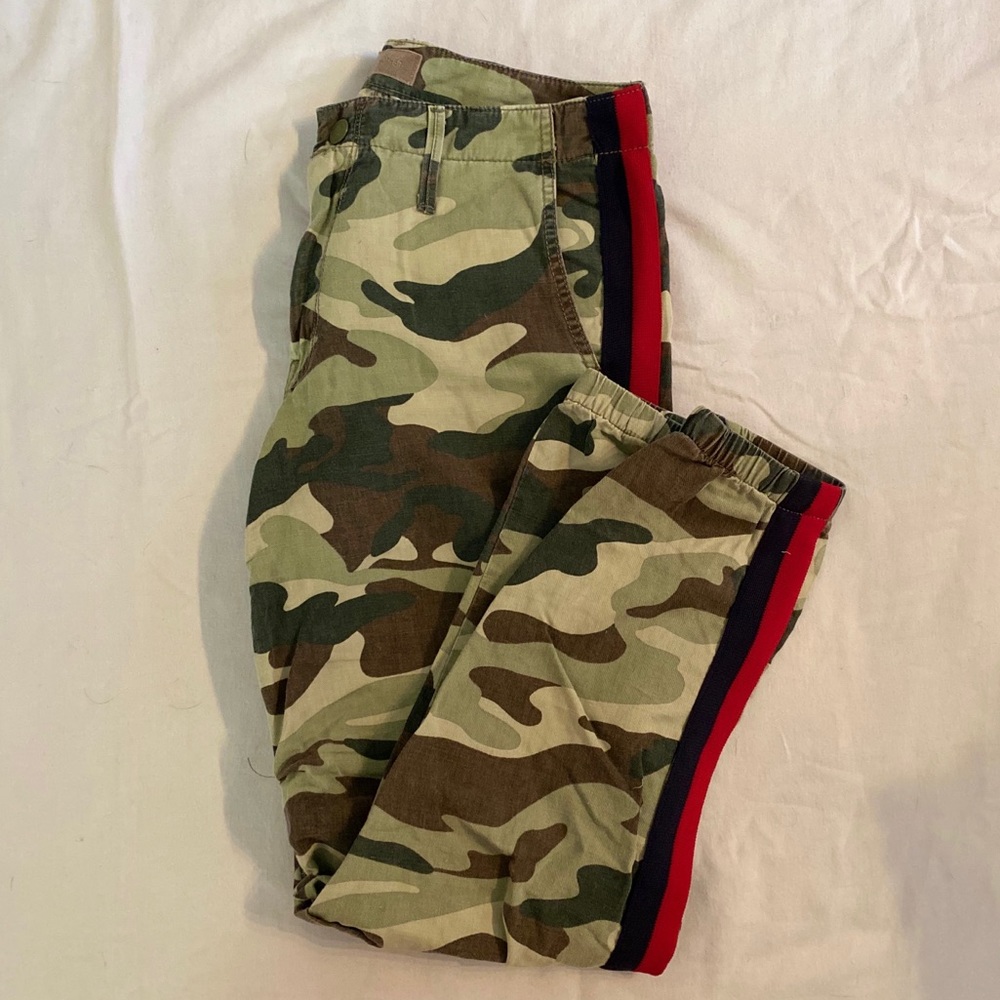 MOTHER Camo Printed Jogger Pant with Stripe Detail